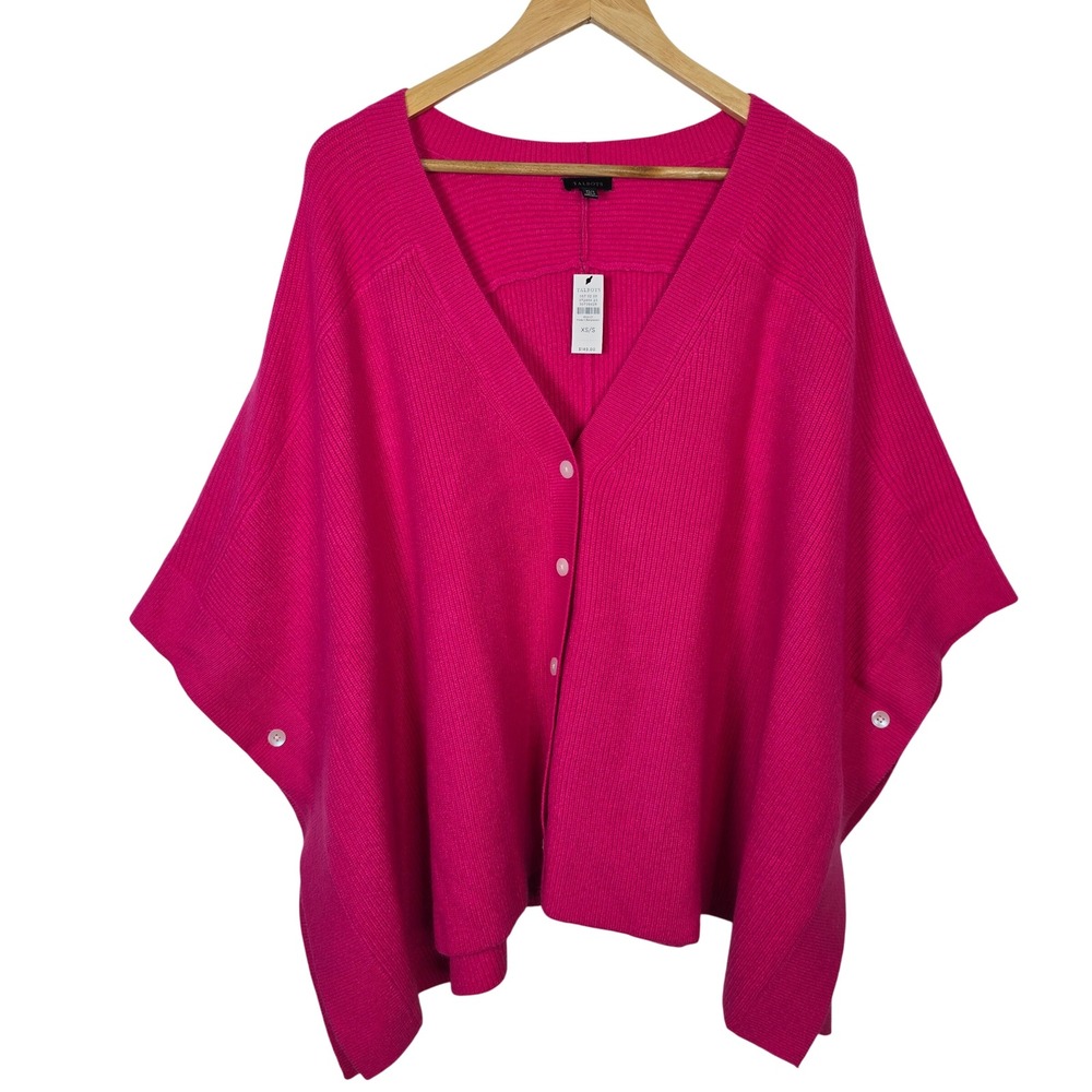 Talbots Pink Ribbed Button Front Cardigan Poncho Wrap XS/S NEW